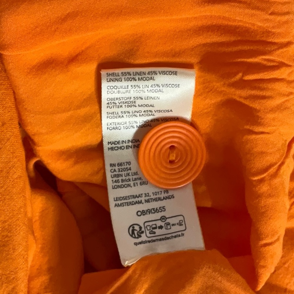Anthropologie Orange Linen Blend Midi Dress - Picture 8 of 12